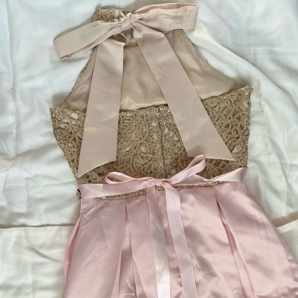 Rare Editions Halter Neck Pink Embellished Gown - Picture 5 of 6